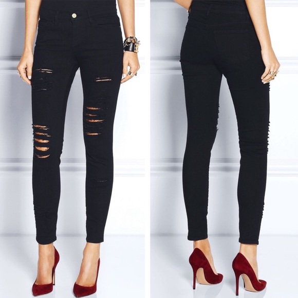 Frame Denim Denim - FRAME Denim Film Noir Distress Le Skinny de Jeanne